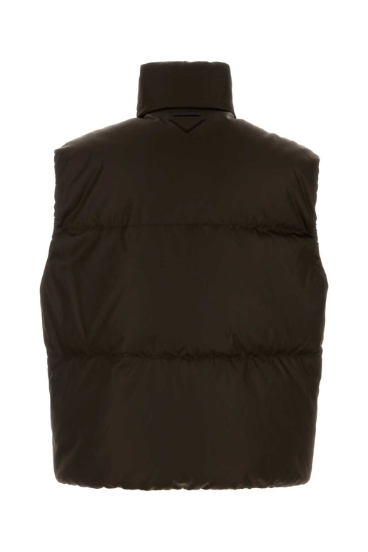 Dark brown Re-Nylon down jacket PRADA (SGD234SOOO1WQ8)