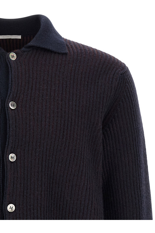 Color-block cardigan Blue