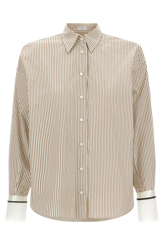 'Monile' cuffed shirt Beige