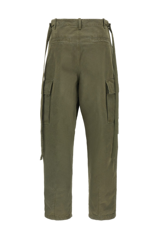 Double stitch embroidery pants Green