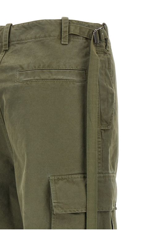 Double stitch embroidery pants Green