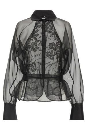 Silk and lace shirt Black