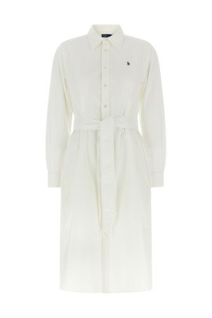 Logo embroidery chemisier dress White