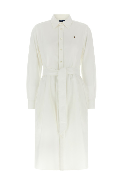 Logo embroidery chemisier dress White
