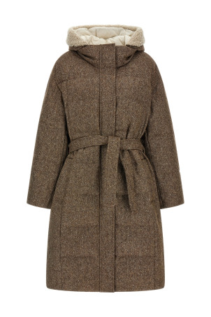 'Shiny Zipper Pull' down jacket Brown