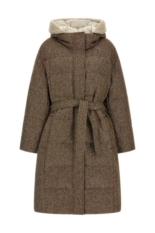 'Shiny Zipper Pull' down jacket Brown