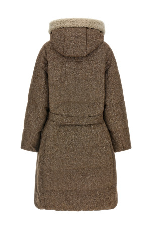 'Shiny Zipper Pull' down jacket Brown