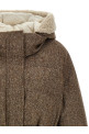 'Shiny Zipper Pull' down jacket Brown