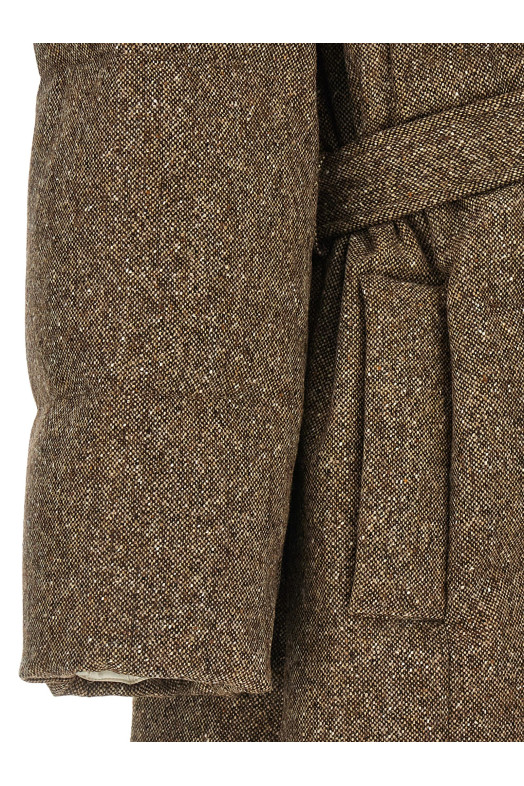 'Shiny Zipper Pull' down jacket Brown