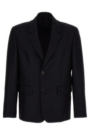 Снимаемый воротник однобортный блейзер Синий PRADA (UGM2341WC1F0008) Снимаемый воротник однобортный блейзер Синий PRADA (UGM2341WC1F0008)