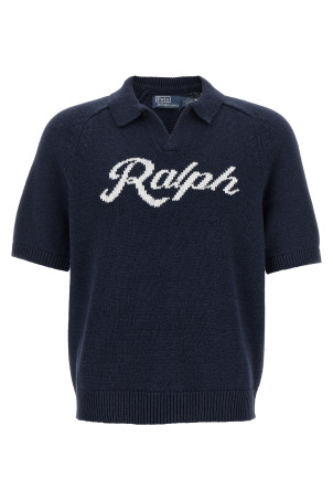Свитер с логотипом в технике интарсия, синий POLO RALPH LAUREN 710B32233001
