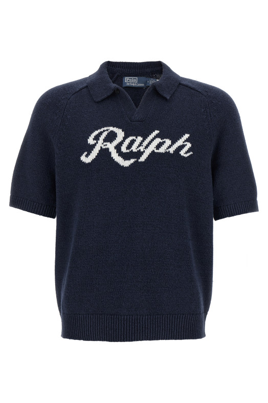 Свитер с логотипом в технике интарсия, синий POLO RALPH LAUREN 710B32233001