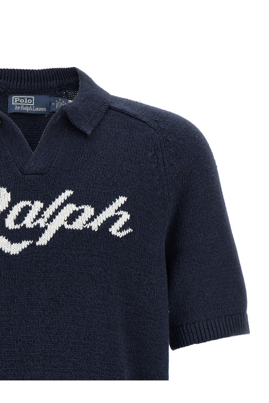 Свитер с логотипом в технике интарсия, синий POLO RALPH LAUREN 710B32233001