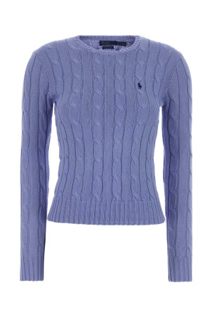 Хлопковый свитер небесно-голубого цвета White POLO RALPH LAUREN (211971869)