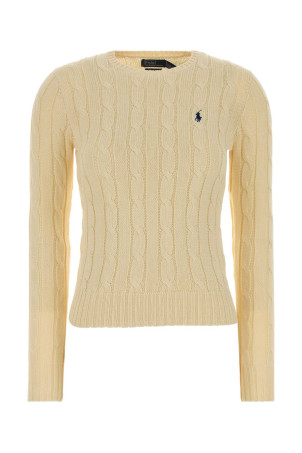 Бавовняний светр пастельно-жовтого кольору POLO RALPH LAUREN (211971869)