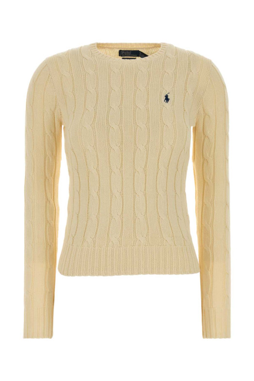 Бавовняний светр пастельно-жовтого кольору POLO RALPH LAUREN (211971869)