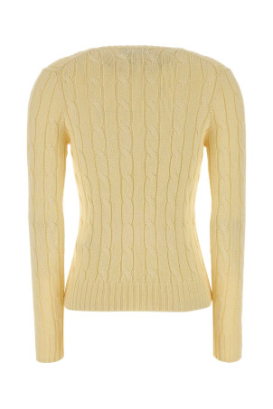 Хлопковый свитер пастельно-желтого цвета Black POLO RALPH LAUREN (211971870)