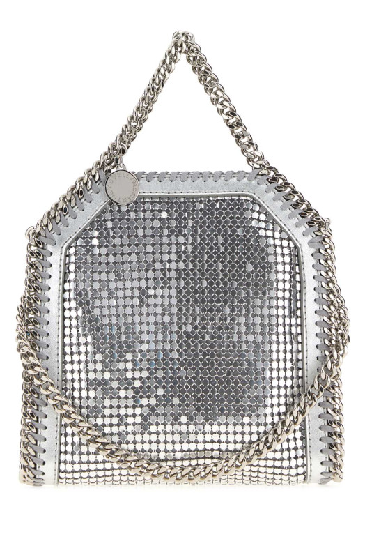 Серебристая сумочка «Фалабелла» из металлического трикотажа STELLA McCARTNEY (391698WP0809)