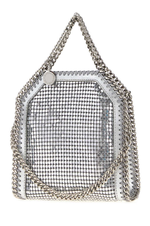 Серебристая сумочка «Фалабелла» из металлического трикотажа STELLA McCARTNEY (391698WP0809)