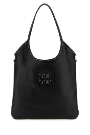 Черная кожаная сумка для покупок Black MIU MIU (5BG231VMLN2CRW)