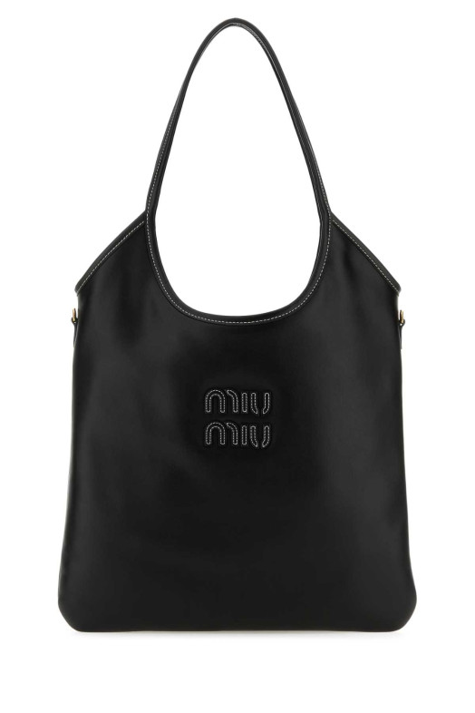 Черная кожаная сумка для покупок Black MIU MIU (5BG231VMLN2CRW)