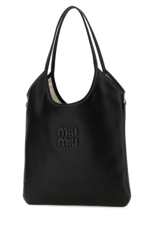 Черная кожаная сумка для покупок Black MIU MIU (5BG231VMLN2CRW)