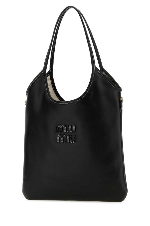 Черная кожаная сумка для покупок Black MIU MIU (5BG231VMLN2CRW)