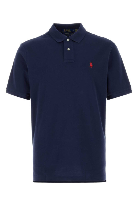 Темно-синяя рубашка-поло из пике зеленого цвета POLO RALPH LAUREN (710783656)