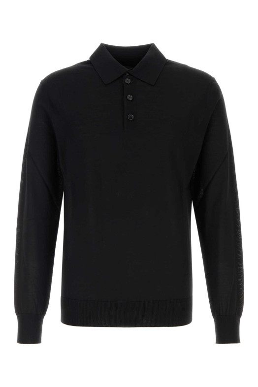Black wool polo shirt GIORGIO ARMANI (8NSF03SM99Z)