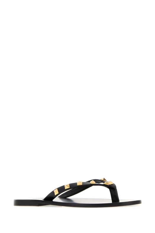 Чорні шкіряні шльопанці Rockstud від VALENTINO GARAVANI (9W2S0QD3MRI)