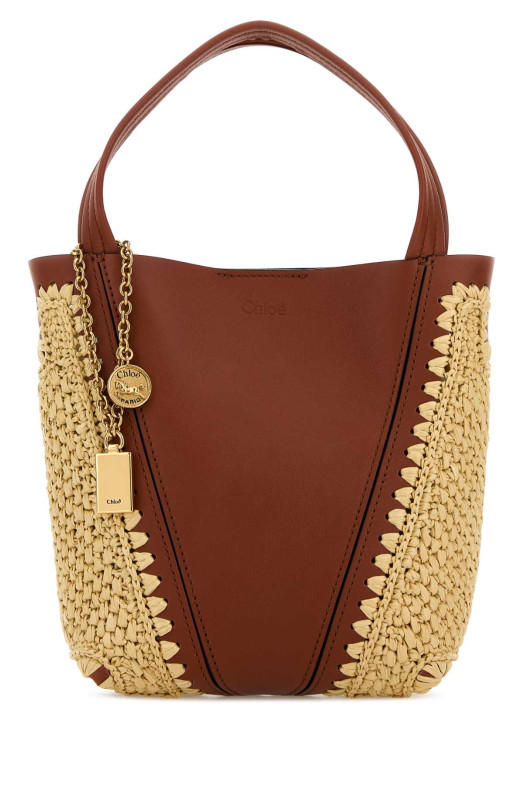 Двухцветная кожано-рафиевая сумка-ведро CHLOE (CH26US812R60) CHLOÉ