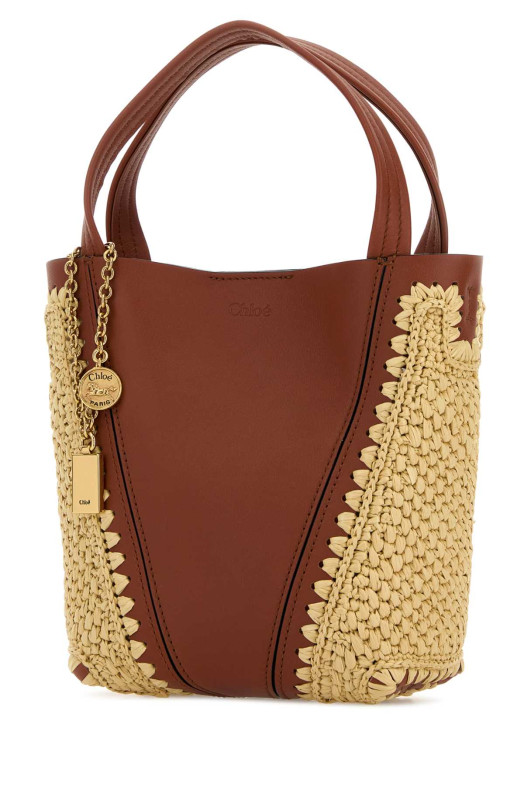 Двухцветная кожано-рафиевая сумка-ведро CHLOE (CH26US812R60) CHLOÉ