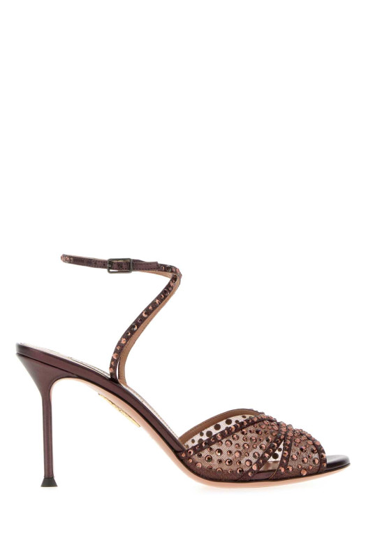 Сандалии «Lover» с украшениями из тюля от AQUAZZURA (CLRMIDS2NPU)