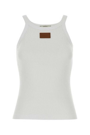 White stretch cotton tank top FENDI (FS7966AW87)