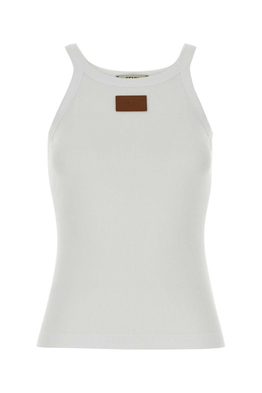 Белая майка из эластичного хлопка FENDI (FS7966AW87)