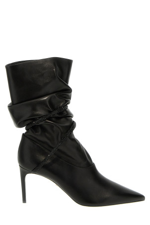 Rhinestone nappa ankle boots Black   Rhinestone nappa ankle boots Black