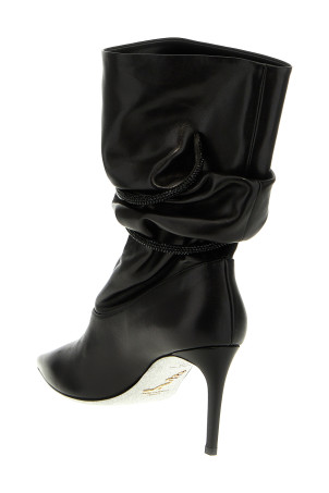 Rhinestone nappa ankle boots Black   Rhinestone nappa ankle boots Black