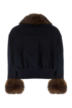 Dark blue wool blend bomber jacket Blue SELF PORTRAIT (SC26121JN)