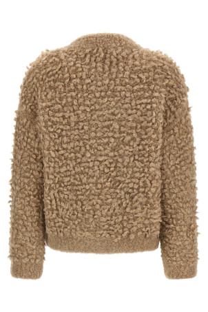 Lurex bouclé bomber jacket Beige
