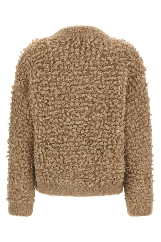 Lurex bouclé bomber jacket Beige