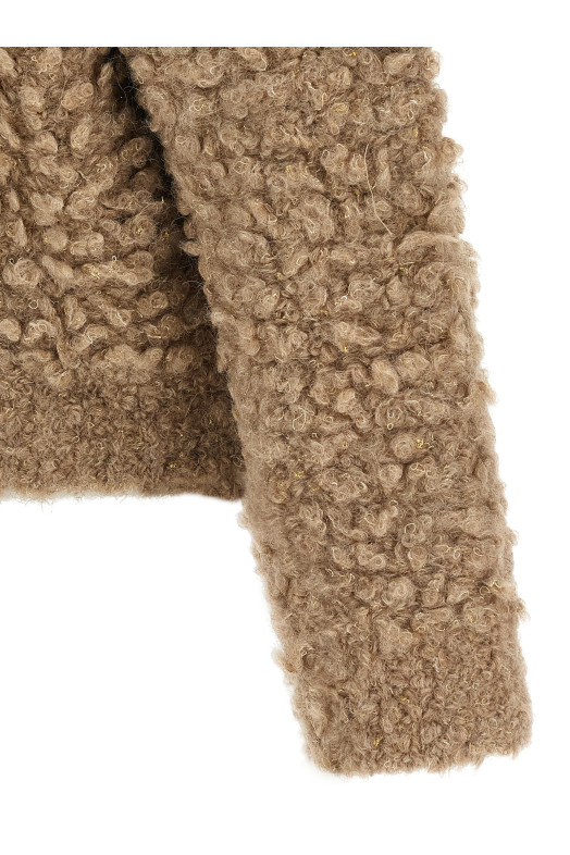 Lurex bouclé bomber jacket Beige