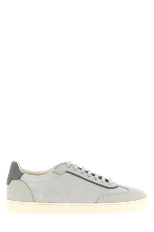 Leather and suede sneakers Gray