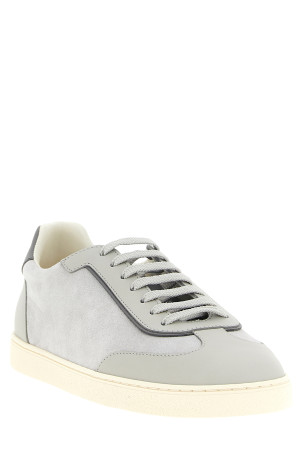 Leather and suede sneakers Gray