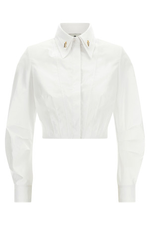 Double-layer collar shirt White