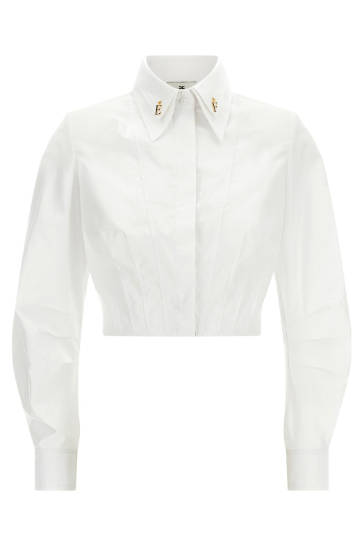 Double-layer collar shirt White
