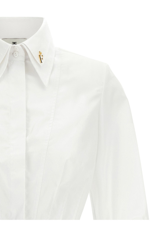 Double-layer collar shirt White