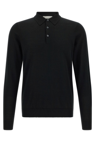 Merino wool polo shirt Black