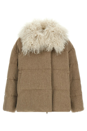 Removable insert down jacket Beige