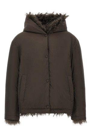 Reversible fur down jacket Brown
