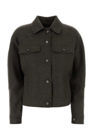Рубашка-оверсайз из графитовой шерсти Rapace, синего цвета, MAX MARA (2621046233600)